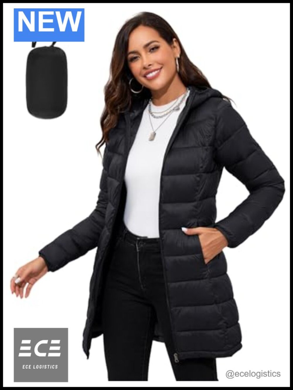 Packable Hooded Puffer Jacket Lightweight Travel Quilted Winter Coat